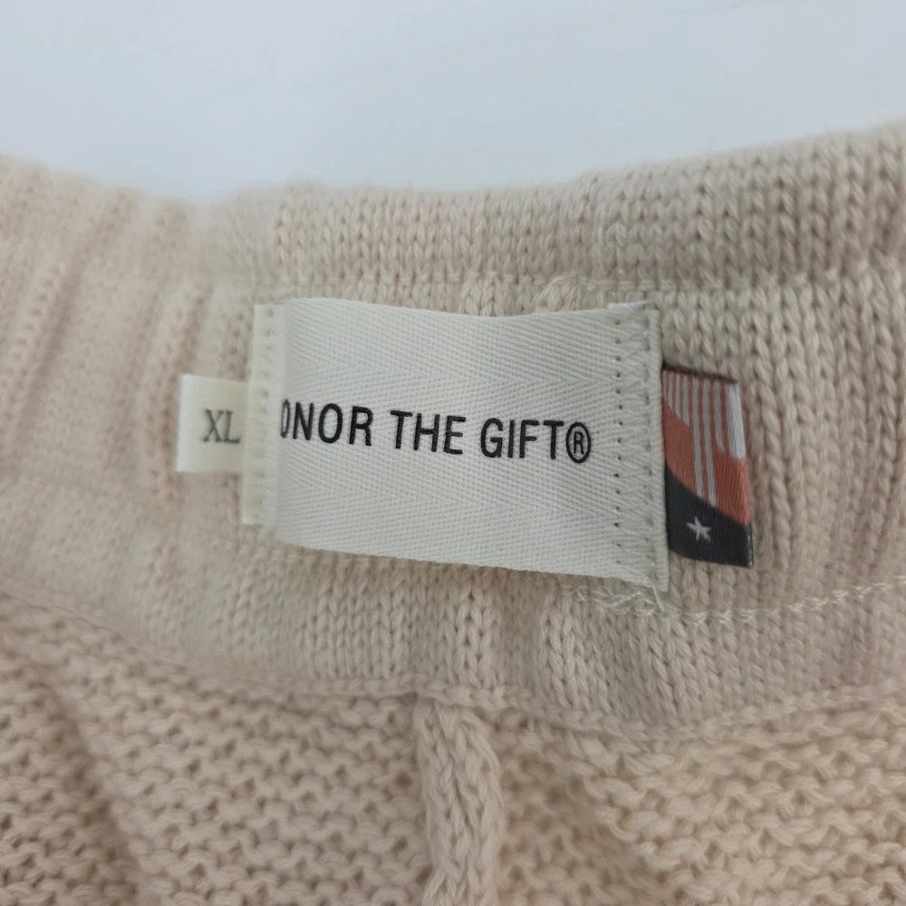 HONOR THE GIFT KNIT SHORTS MENS XL TAN INNER CITY EMBROIDED COMFORT NEW! POCKETS